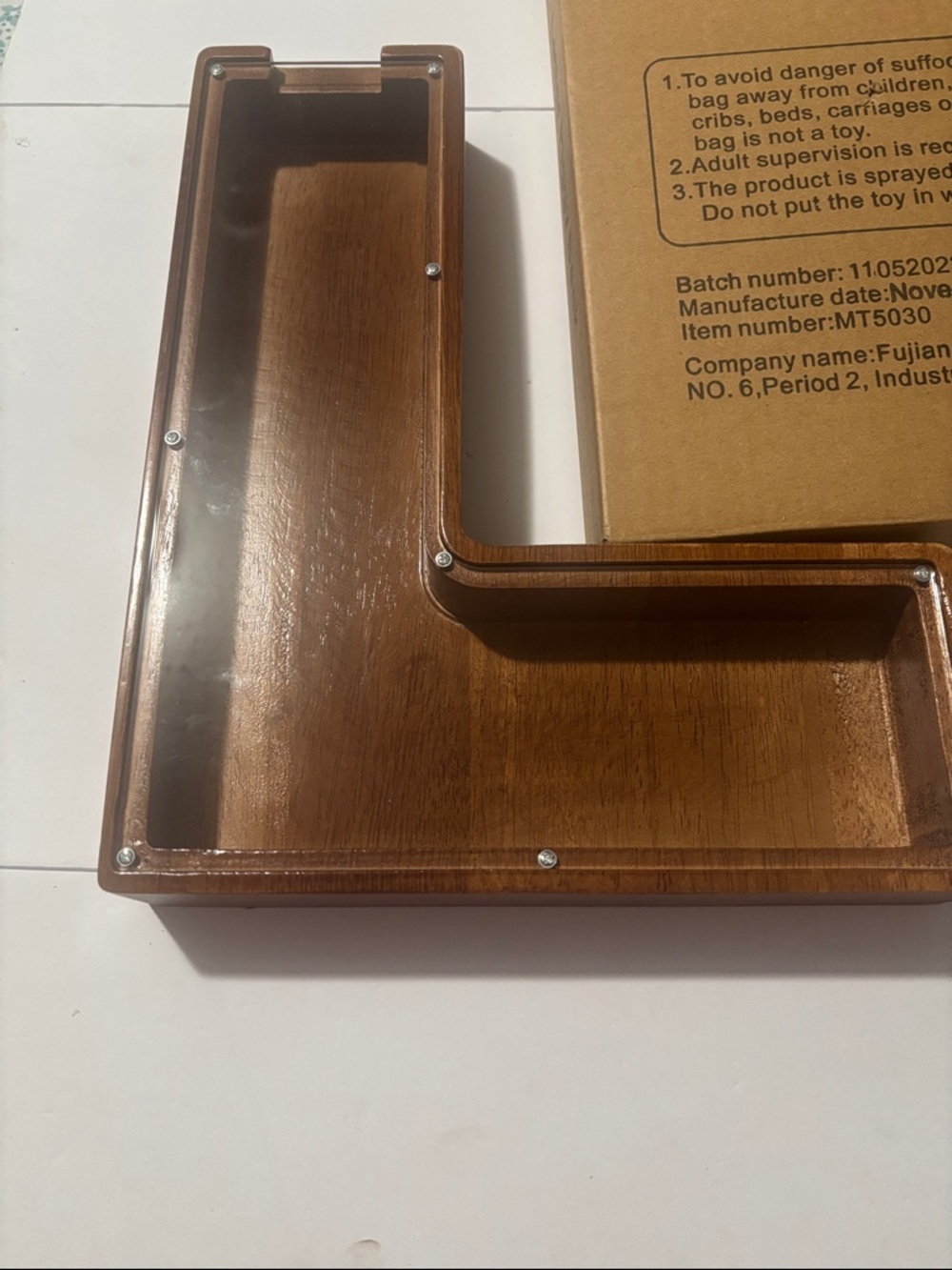 Wooden L-Shaped Wall Shelf Display - Brown
